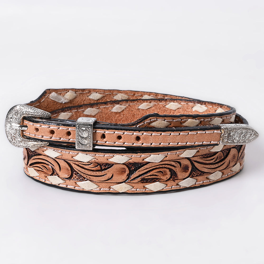 American Darling Hand Tooled Hatband Genuine Leather Western Adjustable Unisex Tan | Hand-Tooled