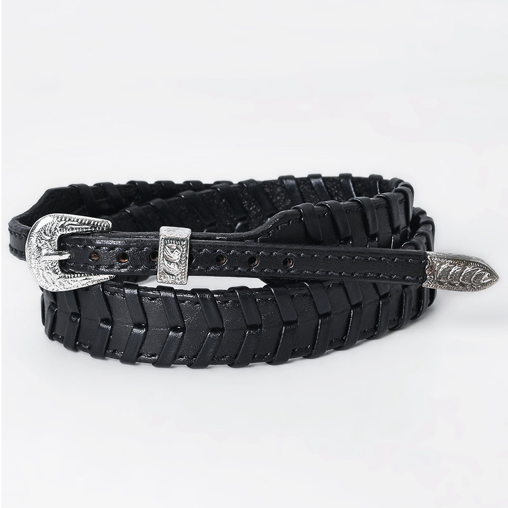 American Darling Hatband Genuine Leather Western Adjustable Unisex Black | Hand-Tooled