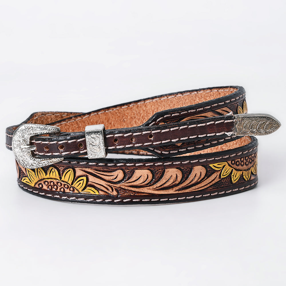 American Darling Hand Tooled Hatband Genuine Leather Western Adjustable Unisex Brown | Hand-Tooled