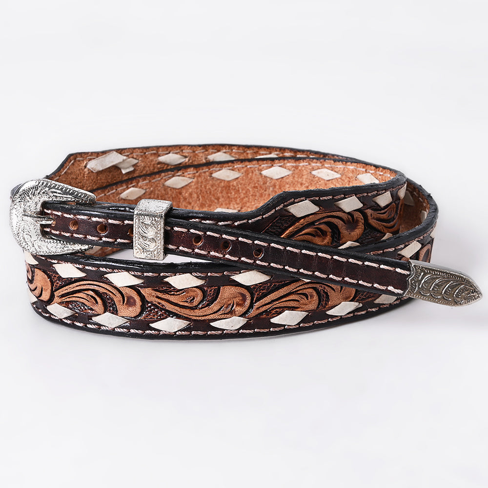 American Darling Hand Tooled Hatband Genuine Leather Western Adjustable Unisex Brown | Hand-Tooled