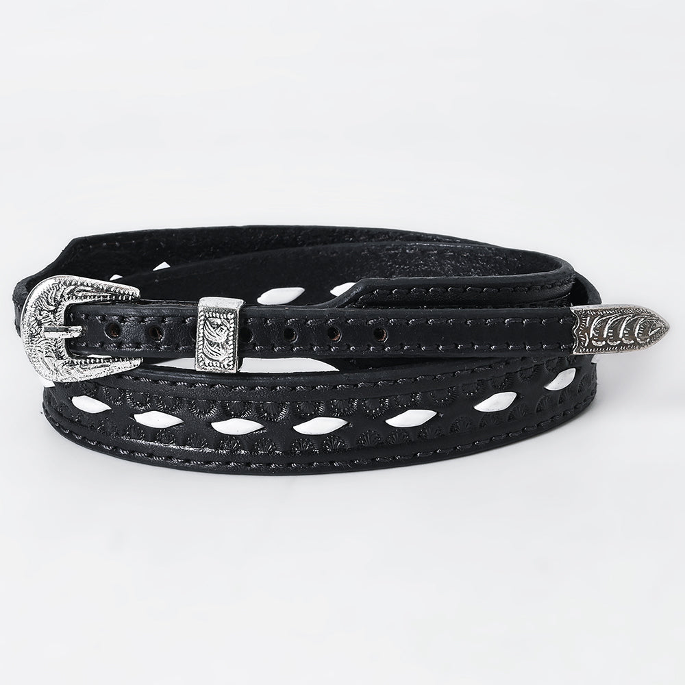 American Darling Hand Tooled Hatband Genuine Leather Western Adjustable Unisex Black | Hand-Tooled