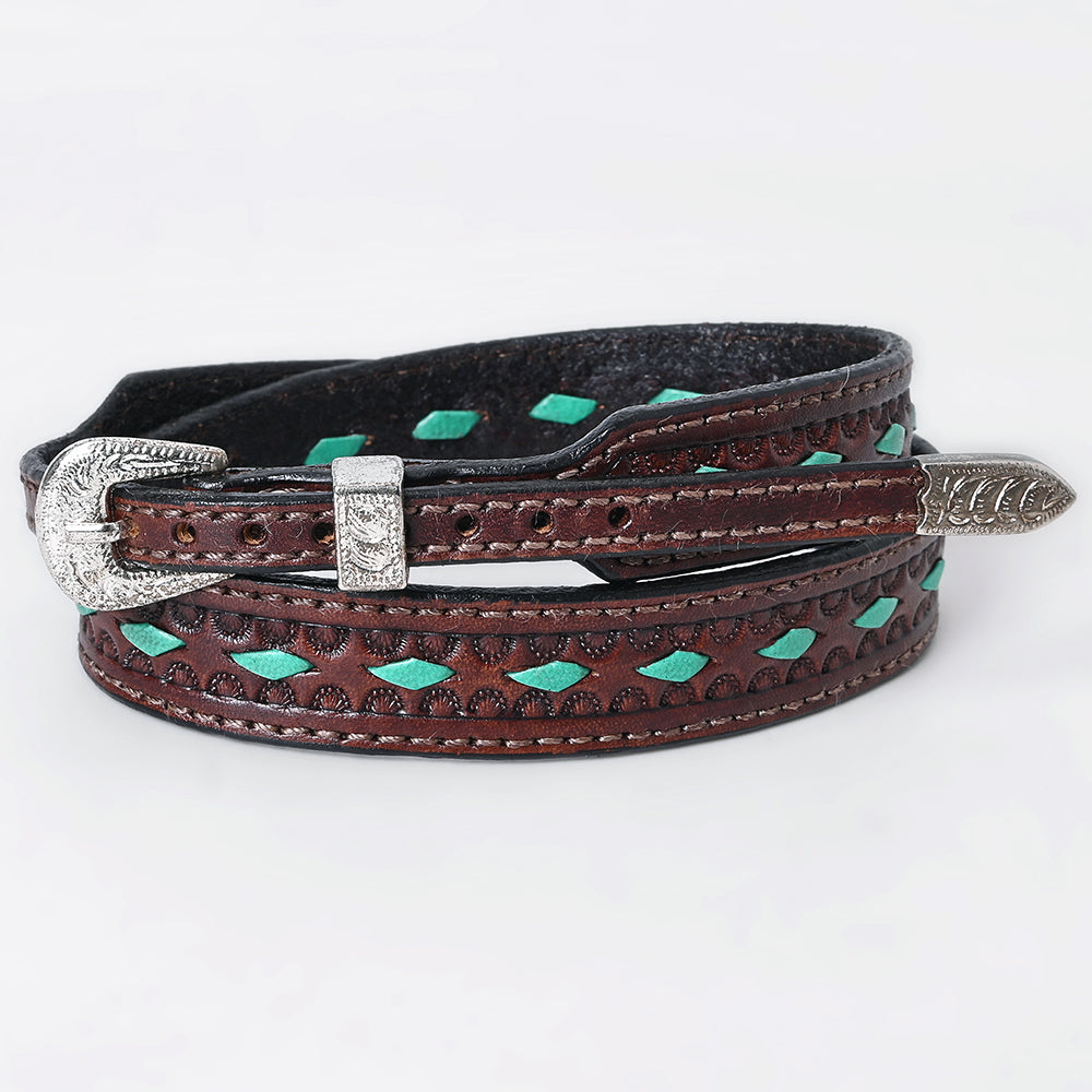 American Darling Hand Tooled Hatband Genuine Leather Western Adjustable Unisex Brown | Hand-Tooled