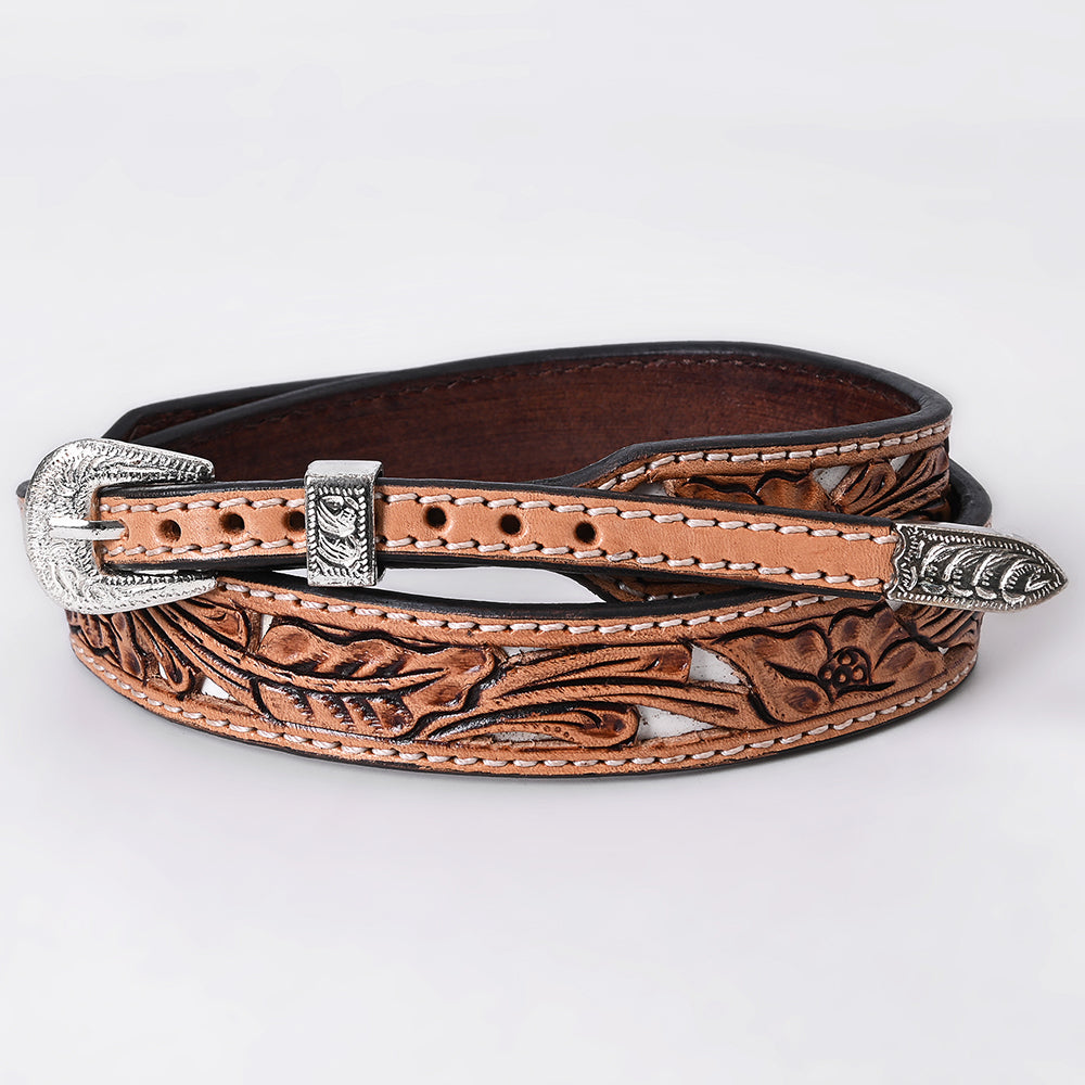 American Darling Hatband Genuine Leather Western Adjustable Unisex Tan | Hand-Tooled