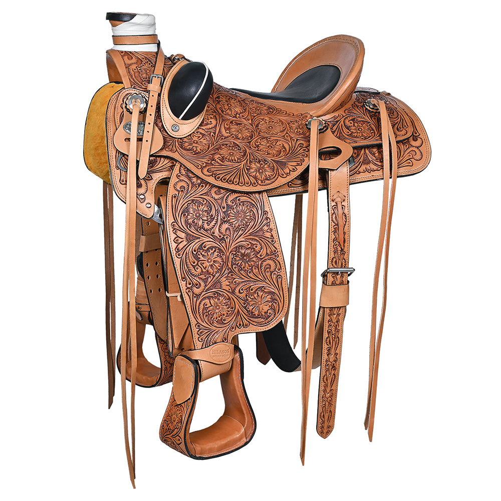 Hilason Western Horse Saddle Wade Ranch Roping American Leather Tan