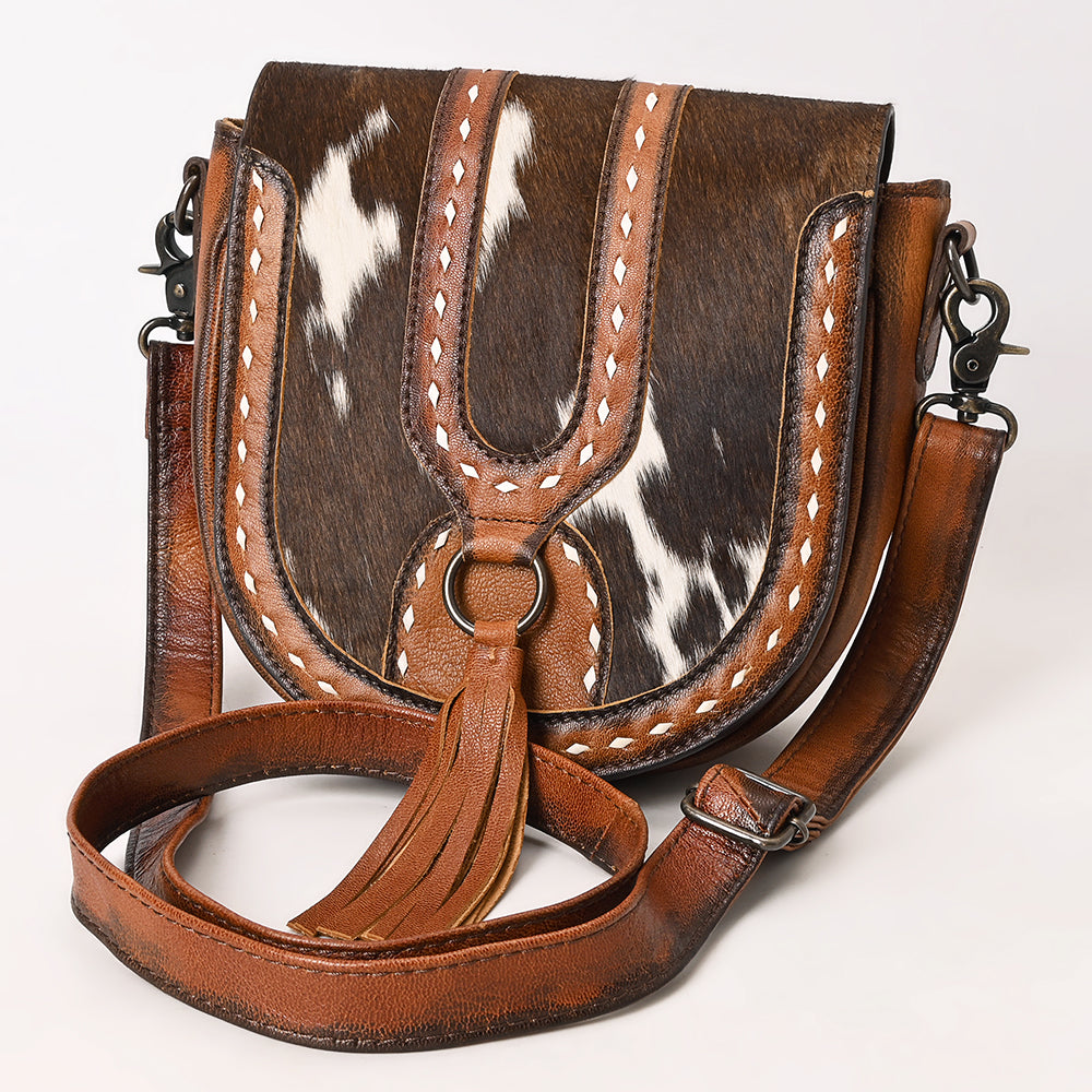 American Darling Crossbody Hand Tooled Hair-On Genuine Western Leather Women Bag| Handcrafted Bag