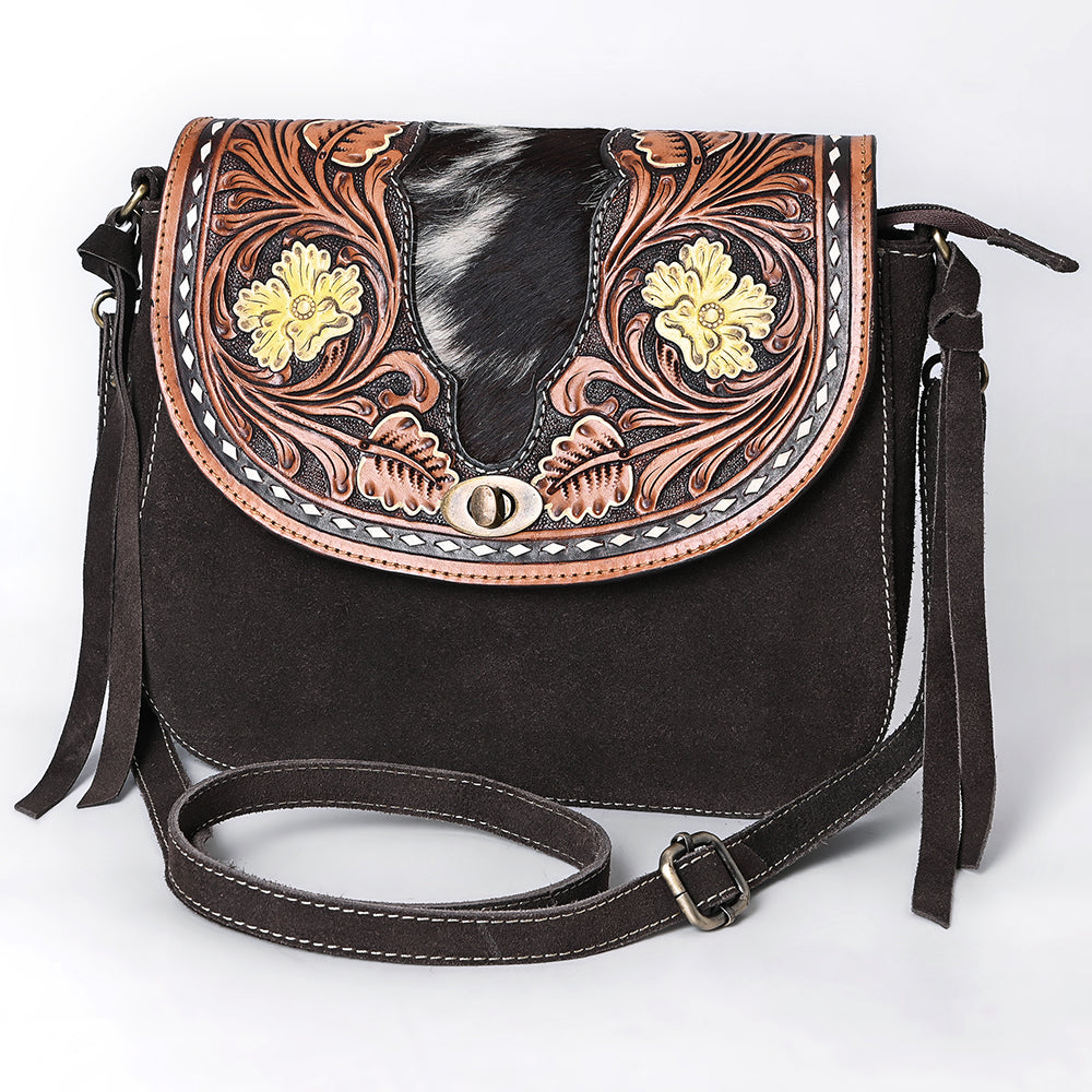 American Darling Crossbody Hair On Hand Tooled Suede Genuine Leather Women Bag Western Handbag Purse