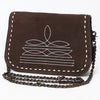 American Darling Black Genuine Suede Western Leather Crossbody Bag with Buck Stitch, Boot-Stitched Pattern, Chain Strap & Full-Grain Interior Lining