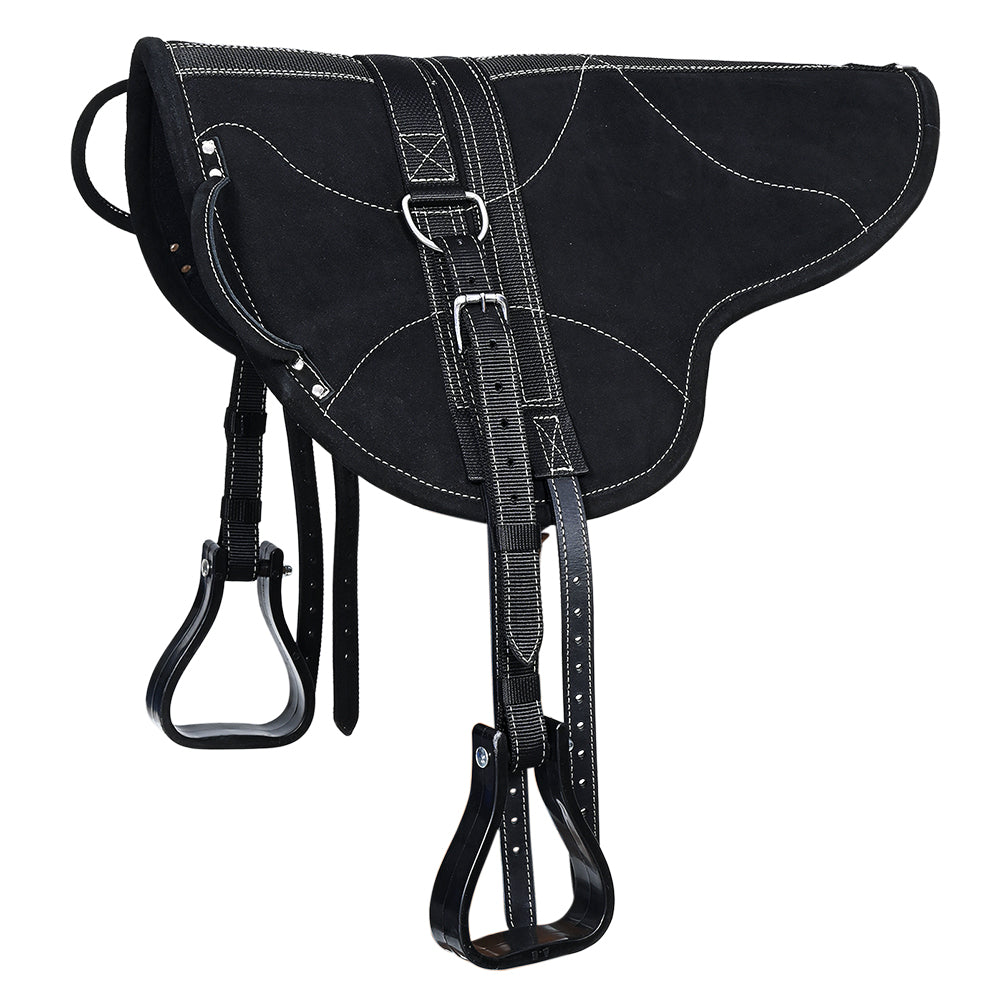 HILASON Natural Horsemanship Leather Bareback Treeless Saddle Pad Black | Western Pads Baretek Riding for Horses