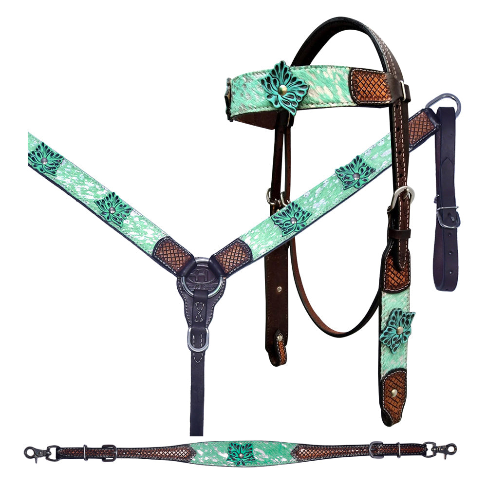 Bar H Equine Premium Hand Tooled Leather Stainless Steel Hardware Breast Collar Brown