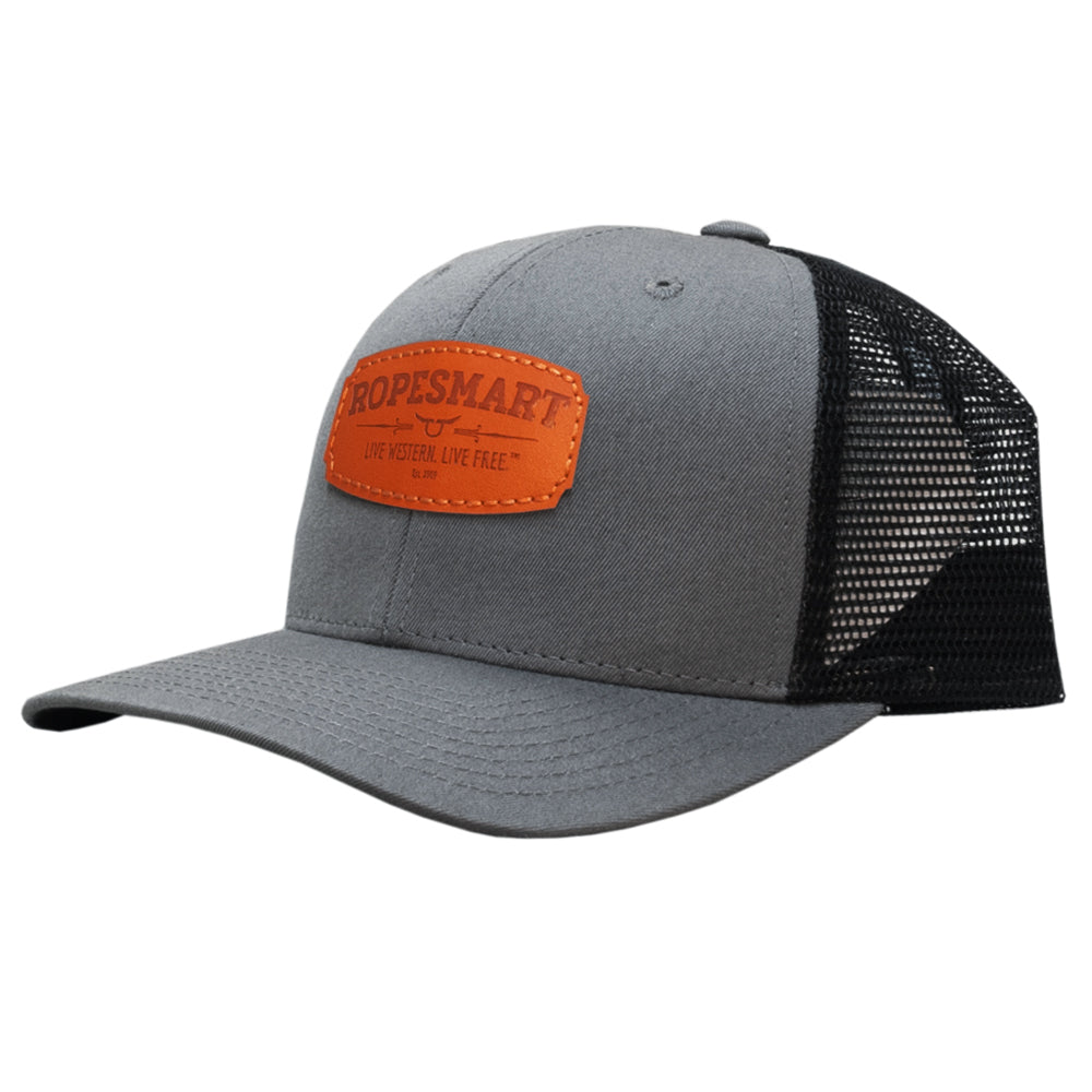 Rope Smart Western Style Mesh Flat Retro Trucker Fit Snapback Red Patch Cap