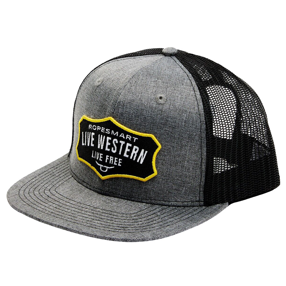 Rope Smart Western Style Mesh Flat Retro Trucker Fit Snapback Red Patch Cap