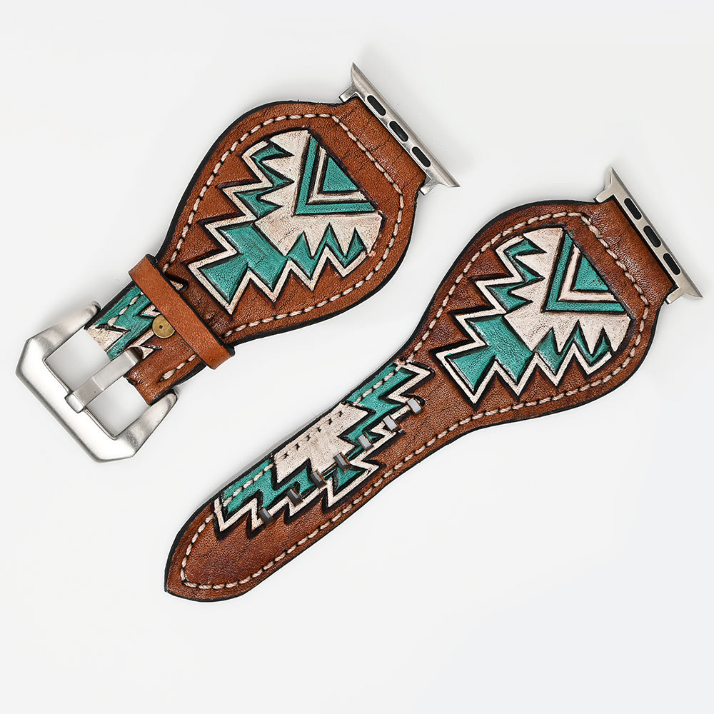 American Darling Floral Hand Tooled I watch Men Women Genuine Leather Strap