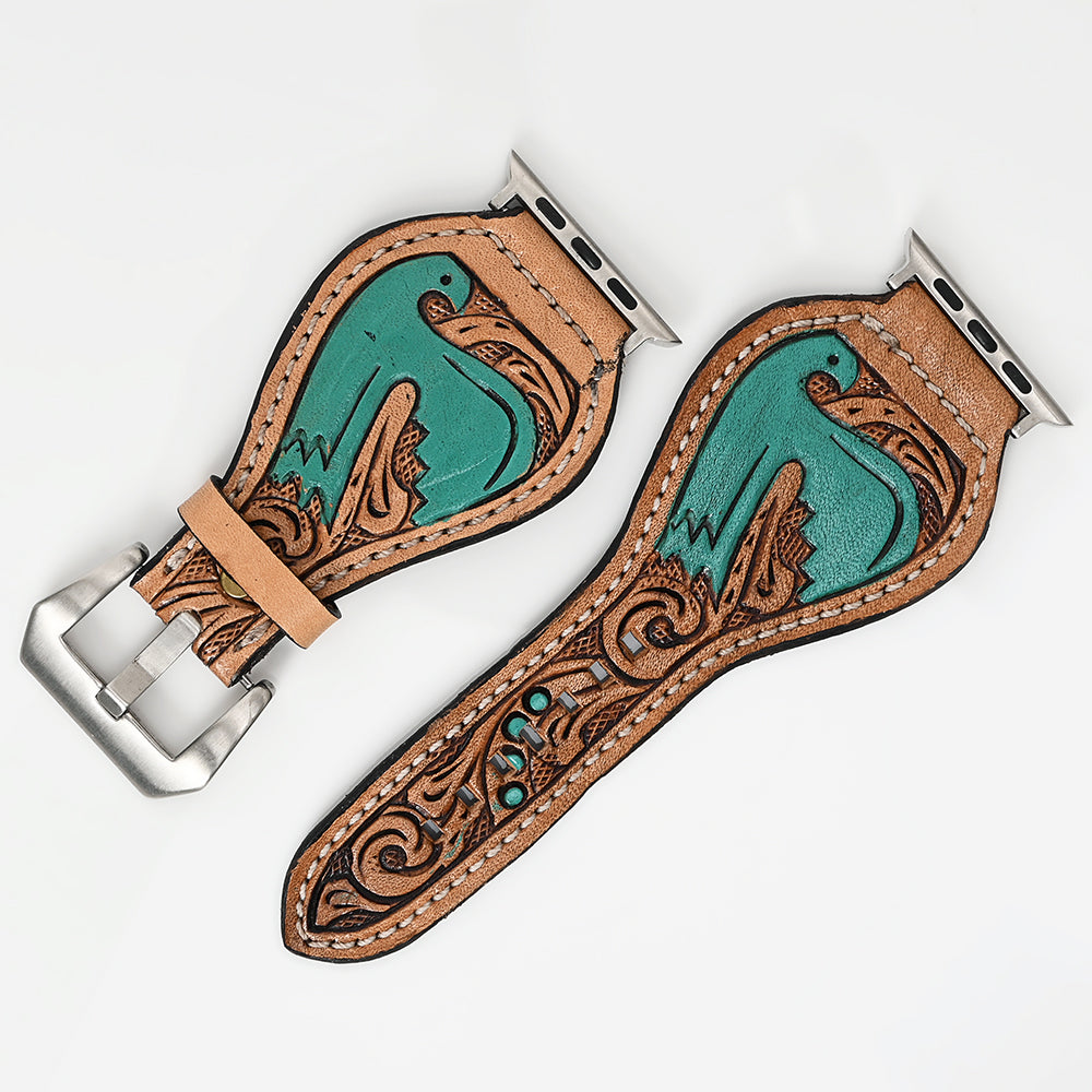 American Darling Beautifully Hand Tooled Genuine Leather I watch Strap Men and Women Unisex