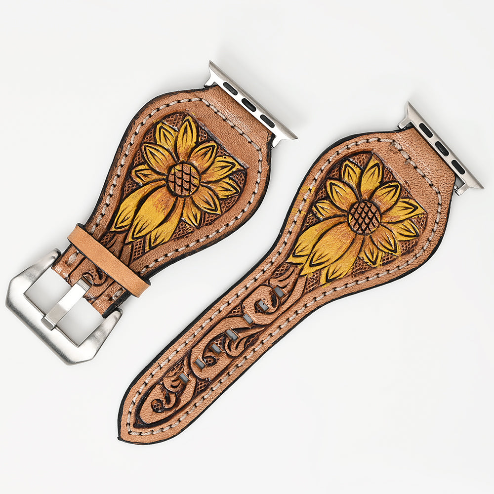 American Darling Beautifully Hand Tooled Genuine Leather I watch Strap Men and Women Unisex