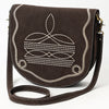 American Darling Suede Genuine Leather Cross body Bag Boot Stitched Embroidery Vegetable-Tanned Western Purse