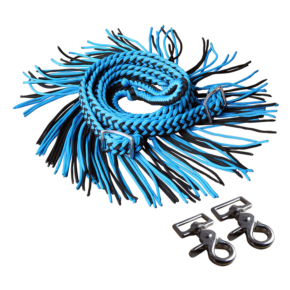 1" X 8Ft Hilason Braided Poly Barrel Horse Racing Reins Flat Grip Knots W/ Snaps