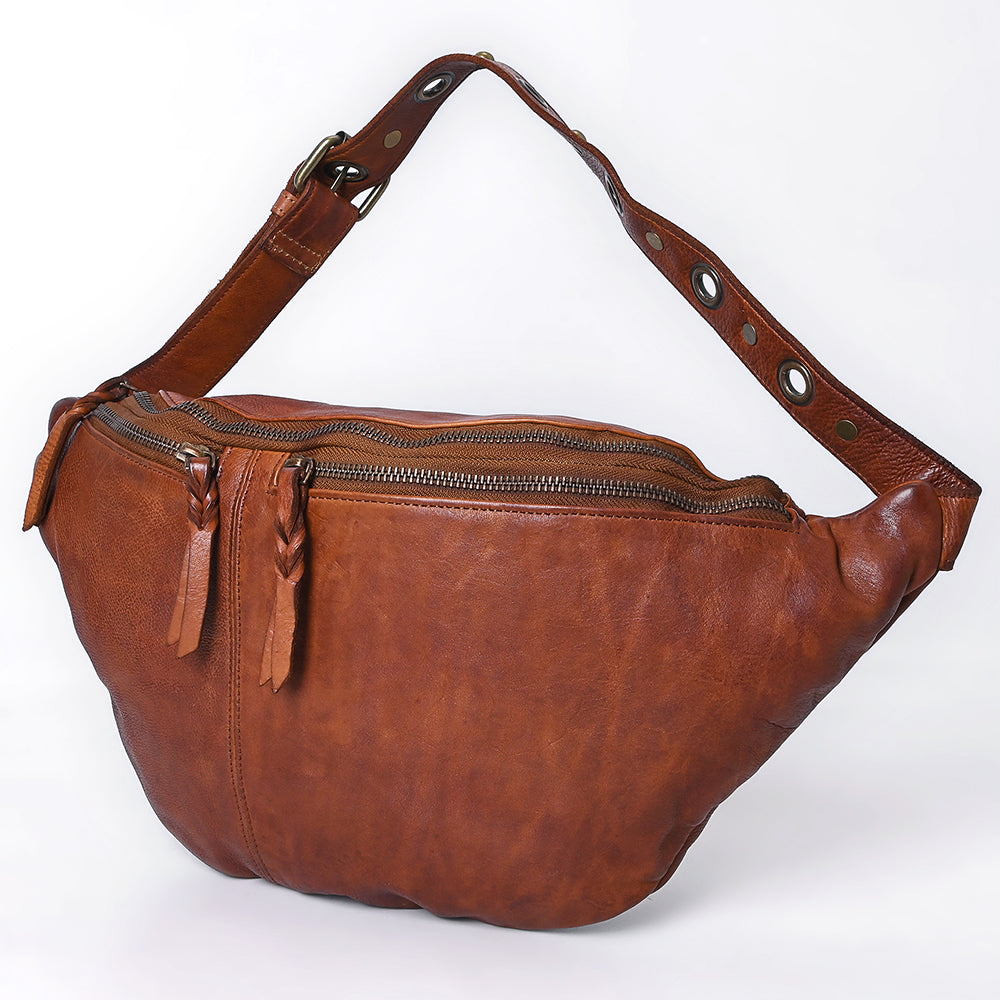 Spaghetti Western Fanny Pack Genuine Leather Women Bag Handbag Purse