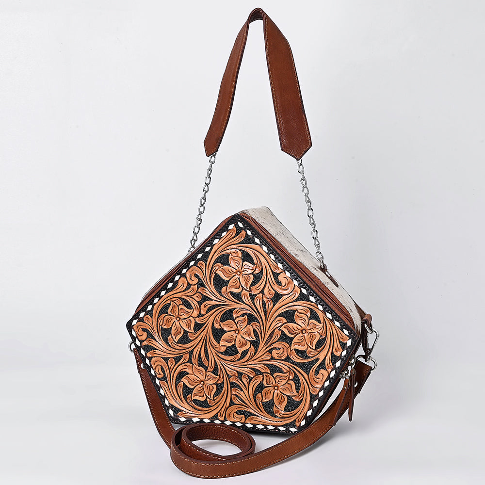 American Darling Crossbody Hand Tooled Genuine Hair On Leather Women Bag Western Handbag Purse