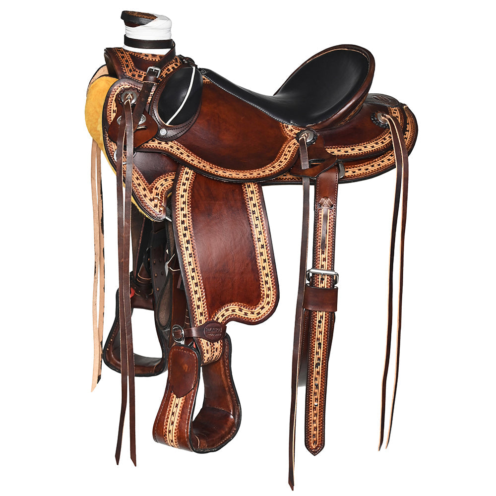 HILASON Western Horse Wade Ranch Roping American Leather Saddle Dark Brown