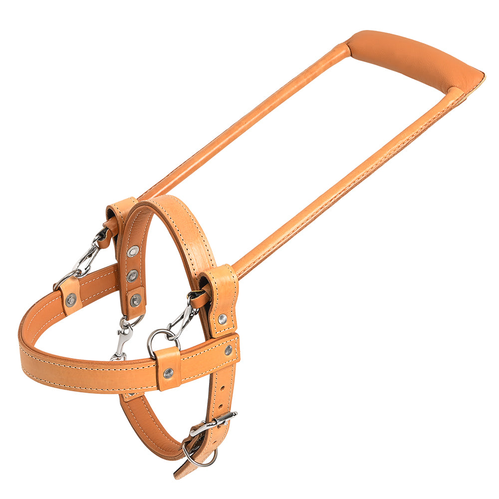 HILASON Guide Dog Harness Brown Padded Genuine Leather with Handle Tan | Adjustable Straps for Training Breathable Therapy