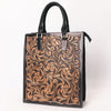 American Darling Hand Tooled Floral Carved Vegetable-Tanned Full Grain Genuine Leather Tote Bag with YKK Zipper