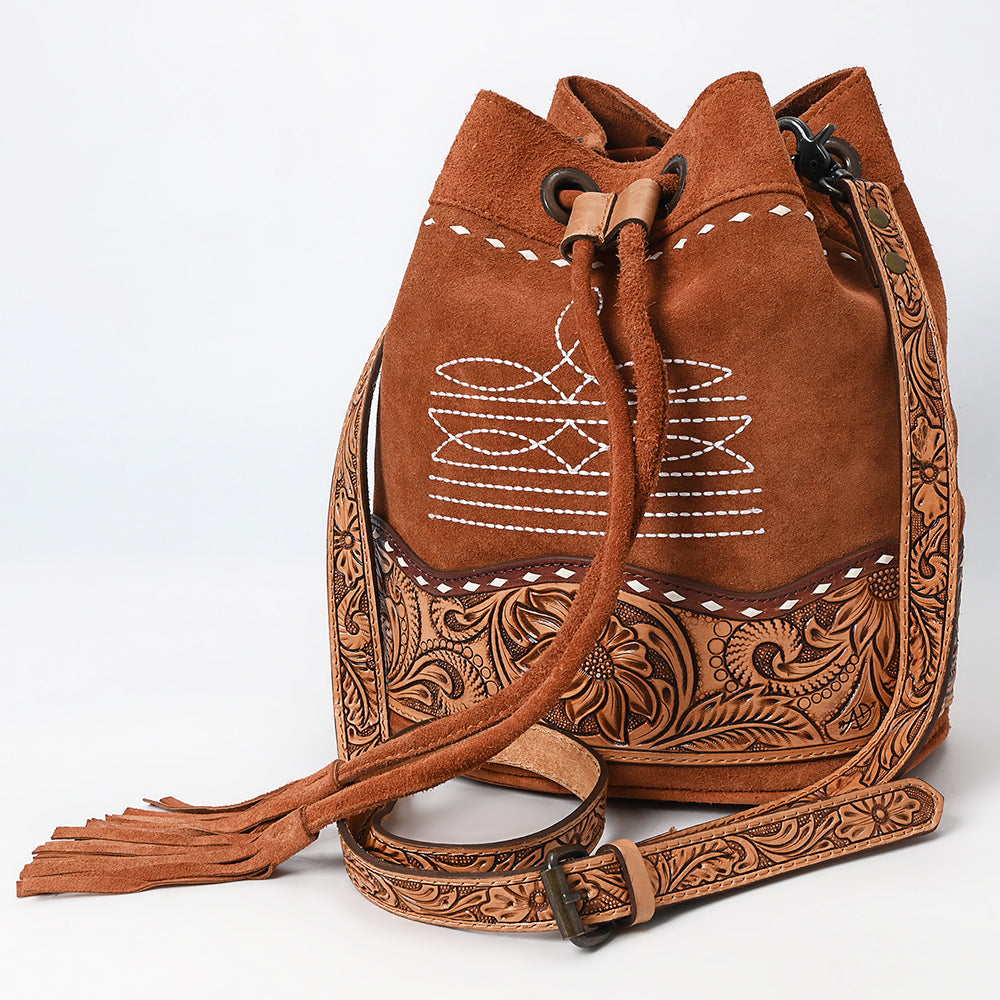 American Darling Bucket Suede Hand Tooled Genuine Western Leather Women Bag | Bag| Handcrafted