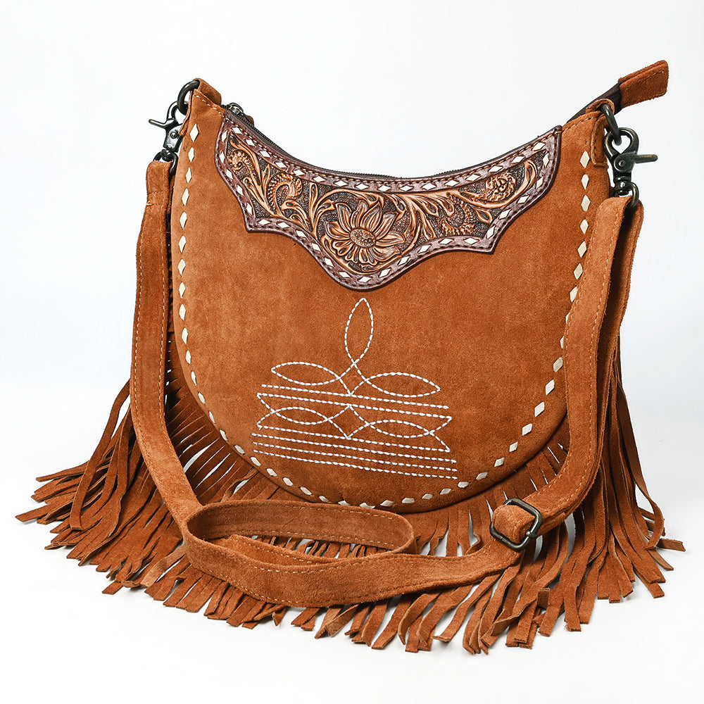 American Darling Cross Body Hand Tooled Suede Genuine Western Leather Women Bag Handbag Purse | crossbody
