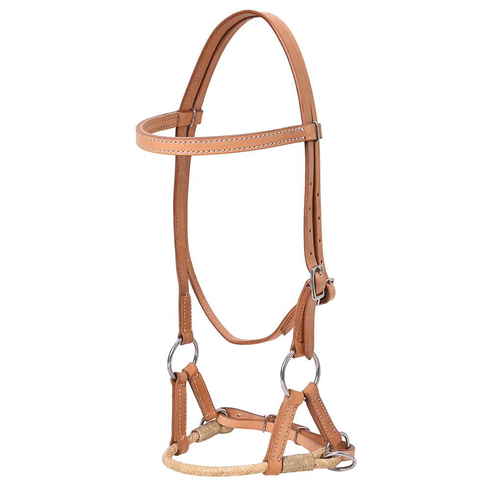 Hilason Western Horse Noseband Rawhide Genuine American Leather Sidepull Headstall