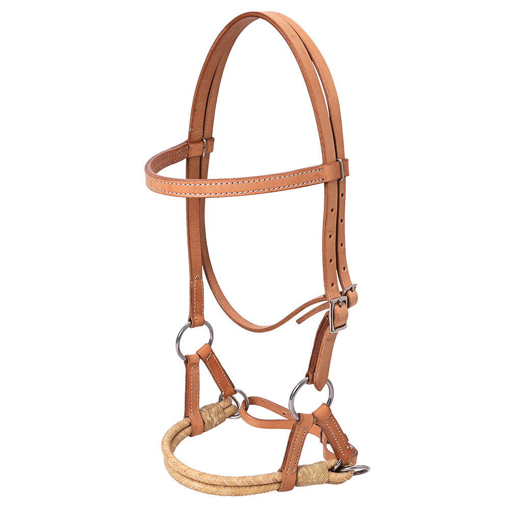 Hilason Western Horse Noseband Rawhide Genuine American Leather Sidepull Headstall