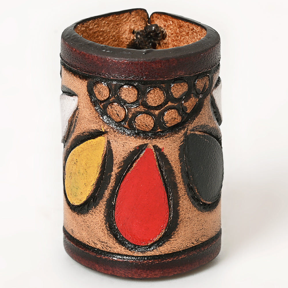 American Darling Scarf Ring Hand Tooled American Genuine Leather Vegetable-Tanned Western Scarf Slide 1.5in X 3.25in