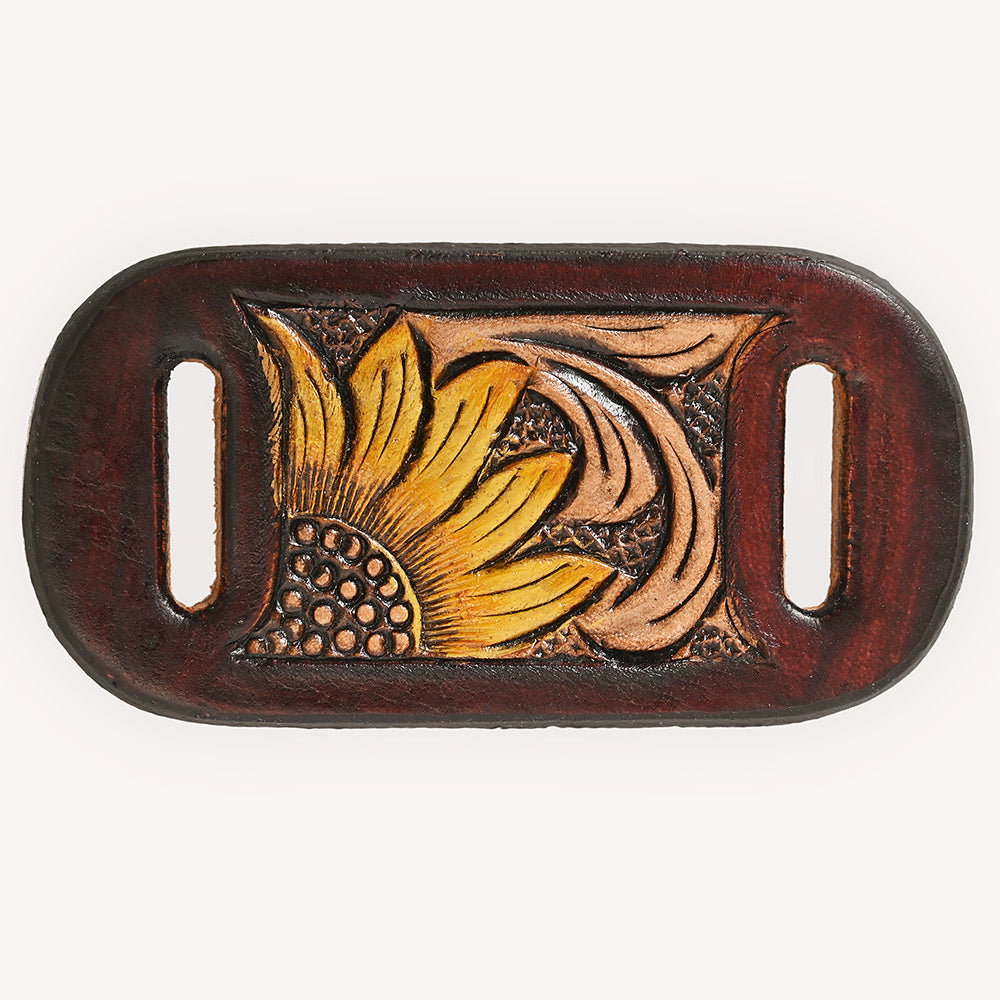 American Darling Western Hand Tooled Carved Genuine Leather Scarf Clasp Bandana Slide Cuff