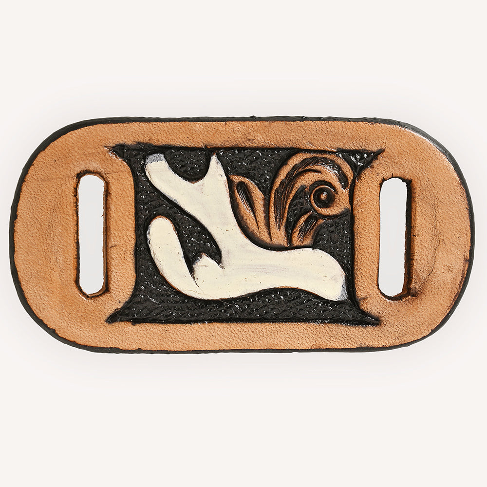 American Darling Western Hand Tooled Carved Genuine Leather Scarf Clasp Bandana Slide Cuff