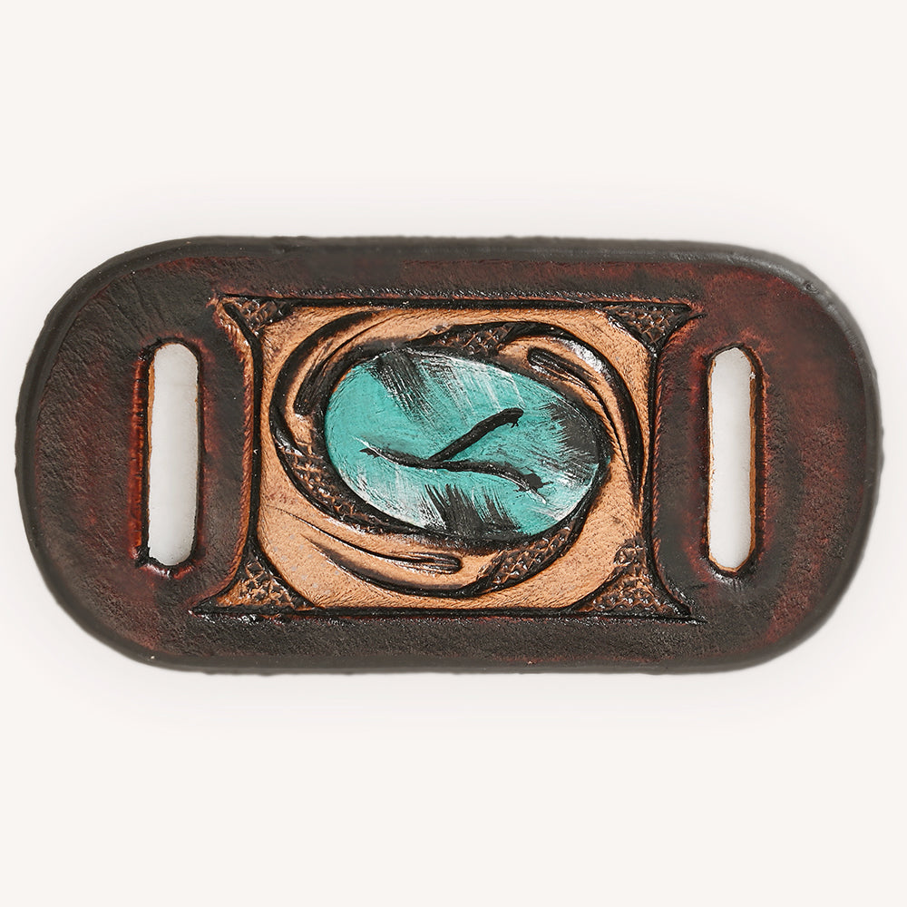 American Darling Western Hand Tooled Carved Genuine Leather Scarf Clasp Bandana Slide Cuff