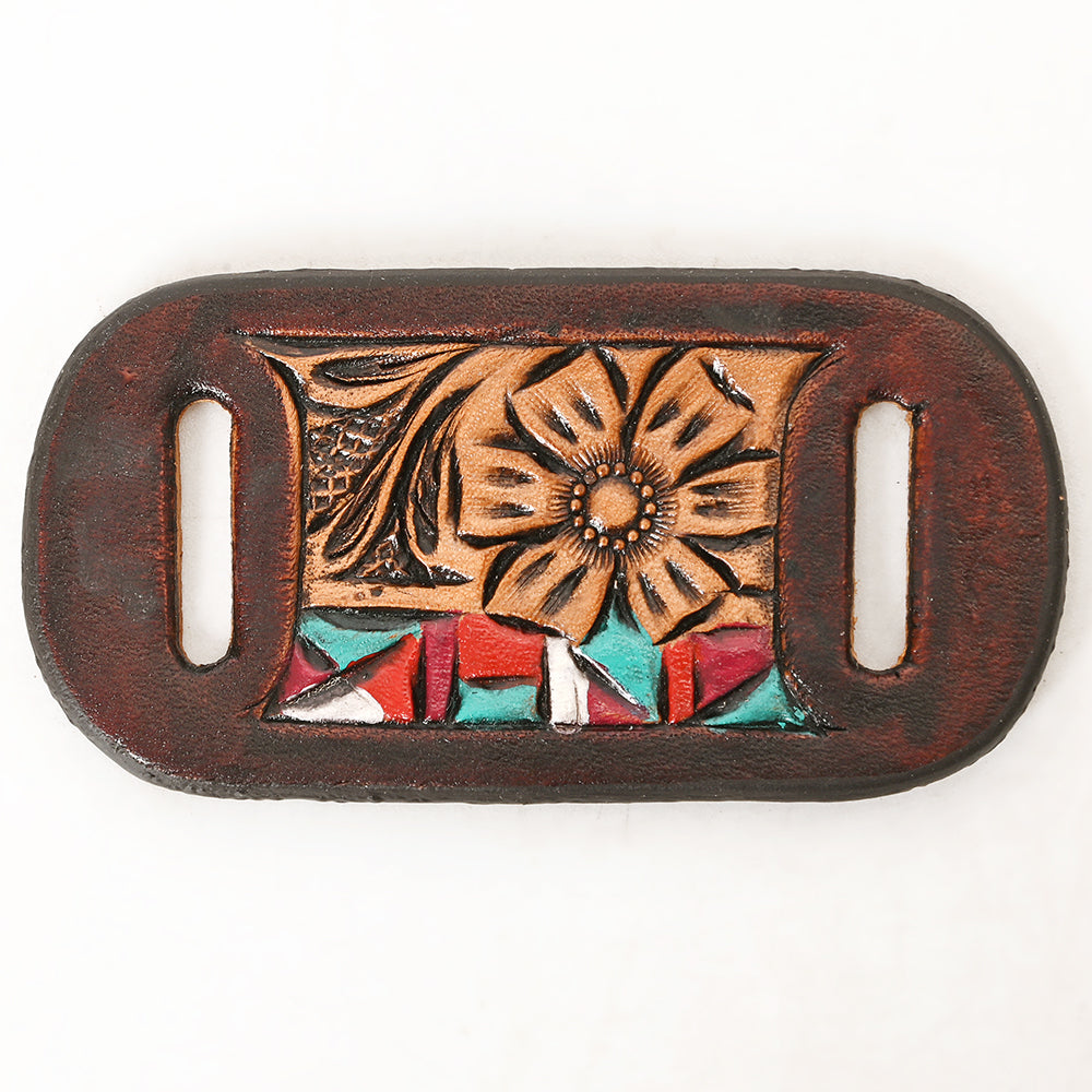 American Darling Western Hand Tooled Carved Genuine Leather Scarf Clasp Bandana Slide Cuff