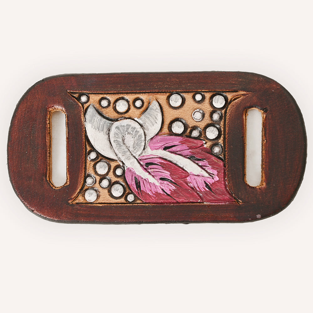 American Darling Western Hand Tooled Carved Genuine Leather Scarf Clasp Bandana Slide Cuff