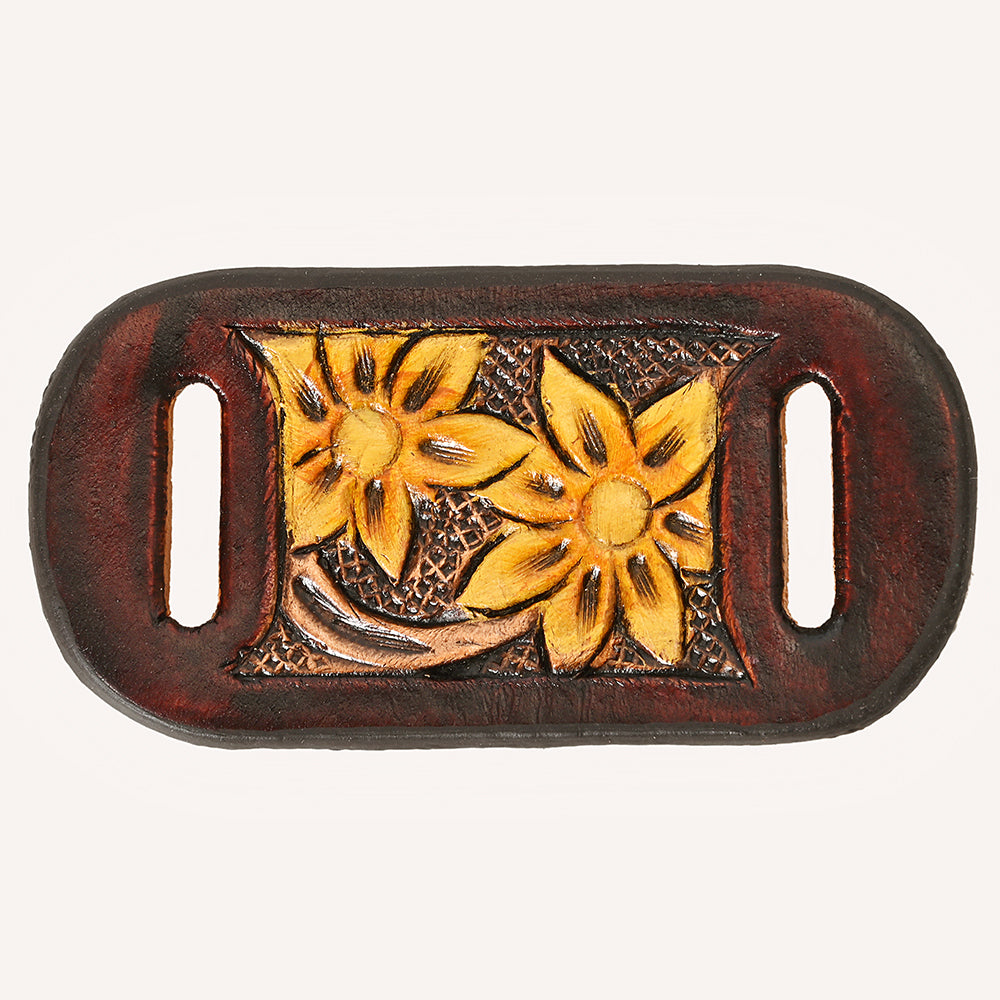 American Darling Western Hand Tooled Carved Genuine Leather Scarf Clasp Bandana Slide Cuff