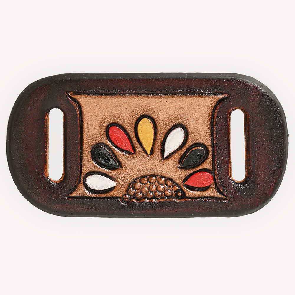 American Darling Western Hand Tooled Carved Genuine Leather Scarf Clasp Bandana Slide Cuff