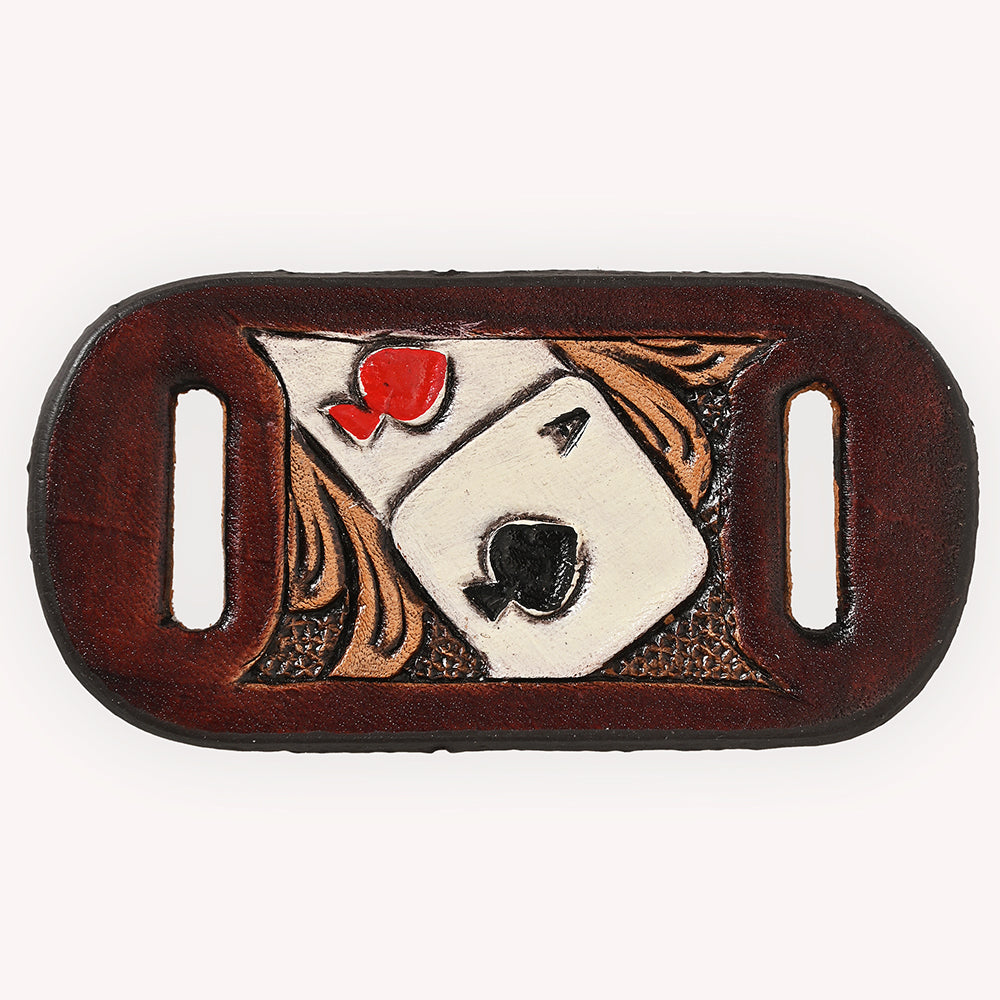 American Darling Western Hand Tooled Carved Genuine Leather Scarf Clasp Bandana Slide Cuff