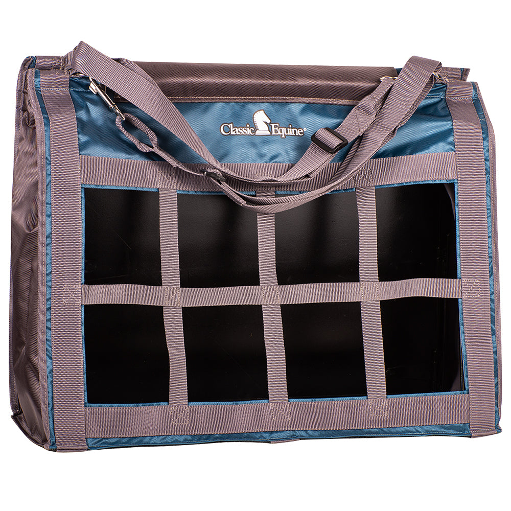 Classic Equine Polyester Topload Hay Bag Hook and Loop Top Flap Ocean Blue-Grey