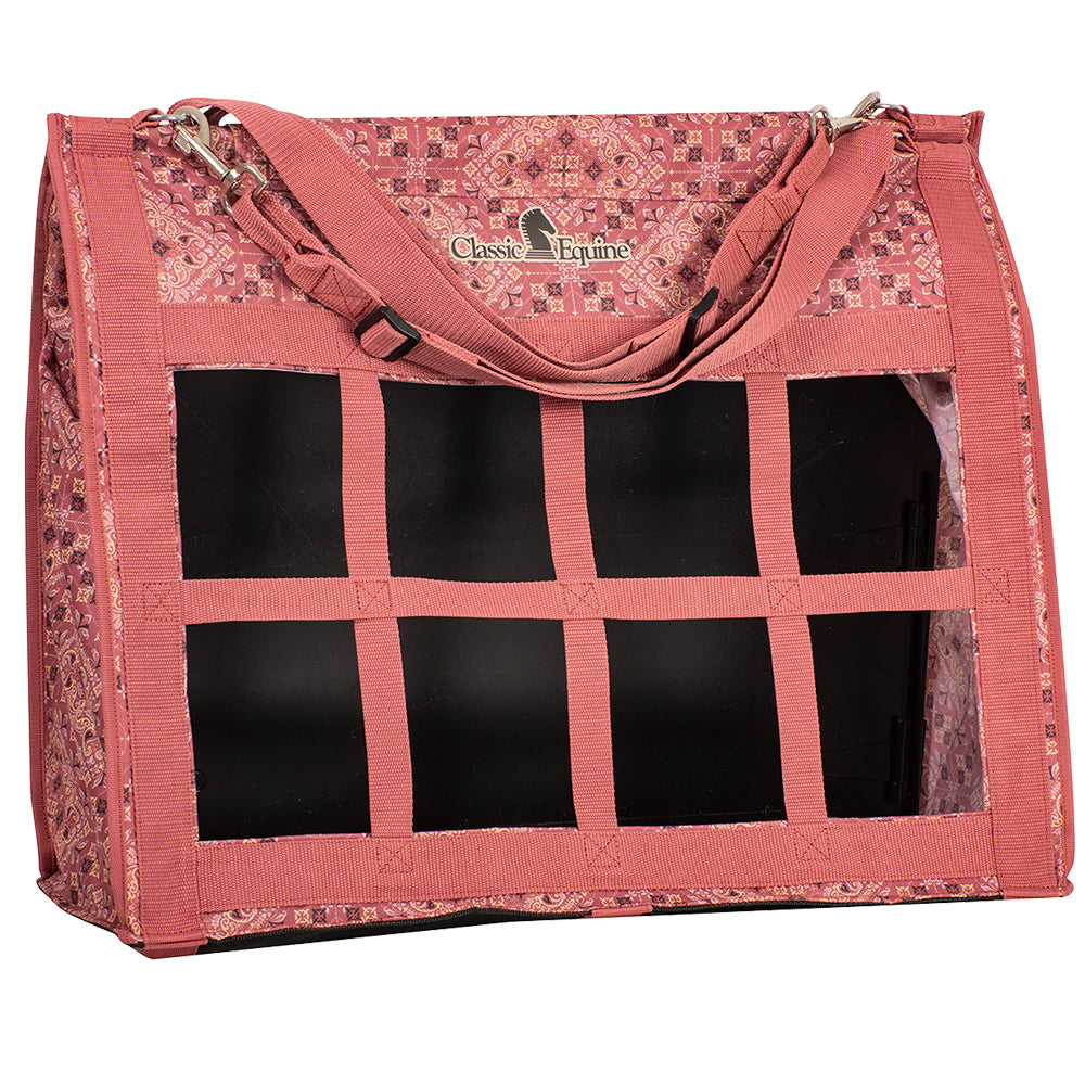 Classic Equine Polyester Topload Hay Bag Hook and Loop Top Flap Bandera