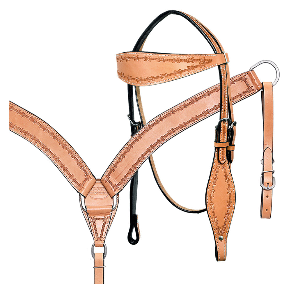 HILASON Western Horse Headstall Breast Collar Set Tack Genuine American Leather