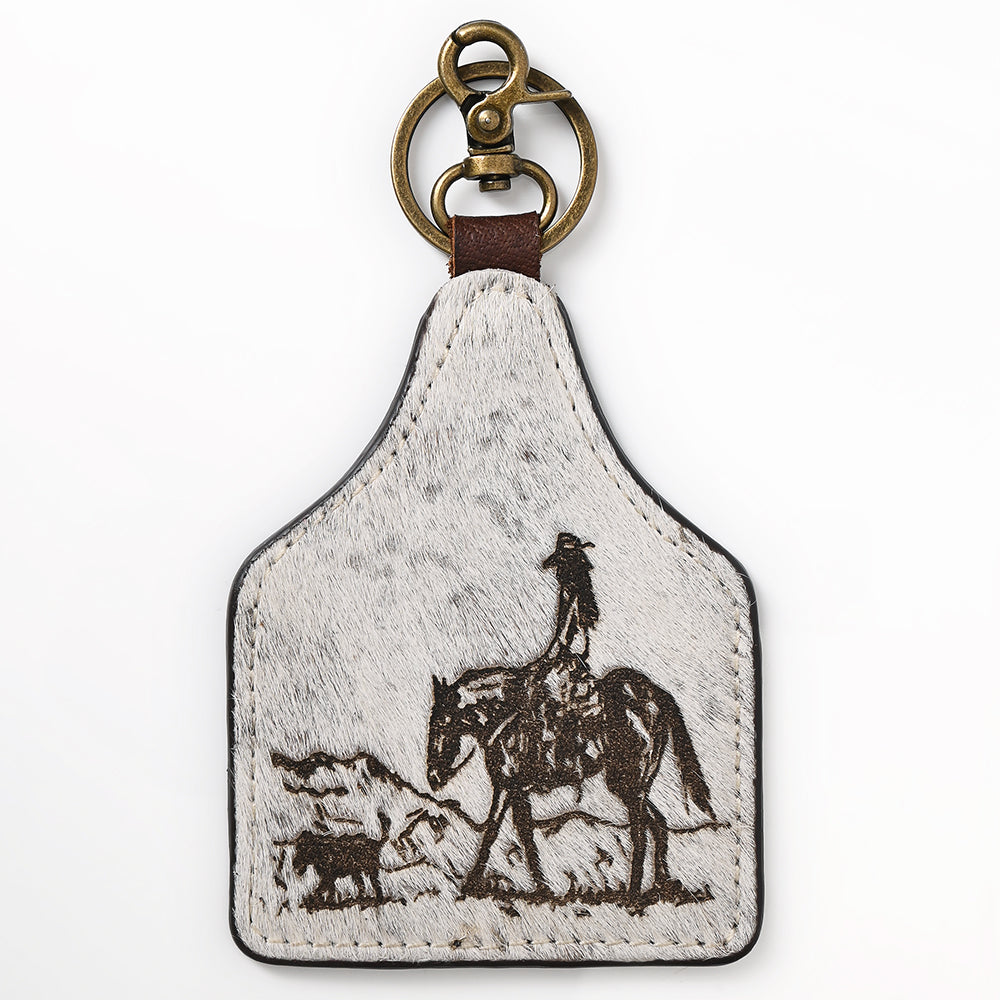 American Darling Hair-On Genuine Leather Keyring Beautiful Horse Print