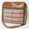OHLAY Crossbody Hair On Upcycled Canvas Genuine Leather Women Bag Western Handbag Purse