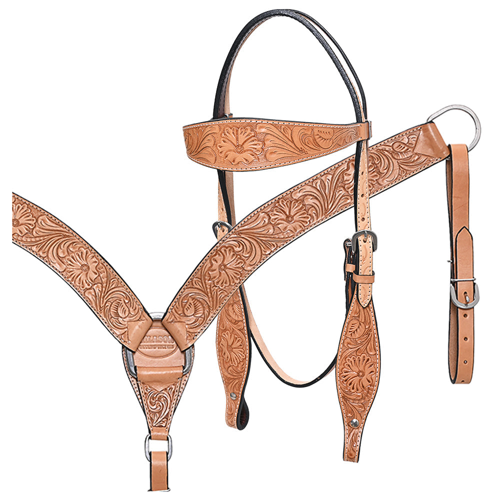 HILASON Western Horse Headstall Breast Collar Set Tack Genuine American Leather