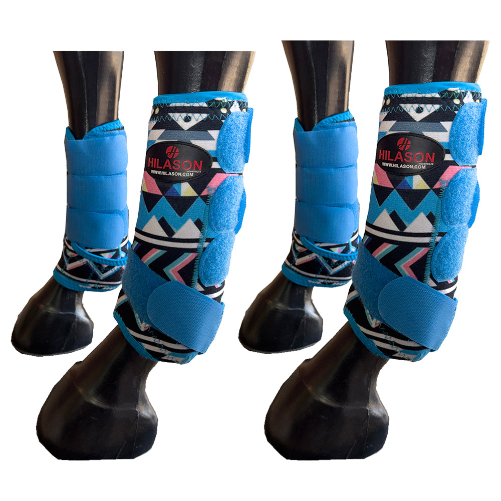 Hilason Horse Front Rear Hind Leg Sport Boots Set of 4 Blue
