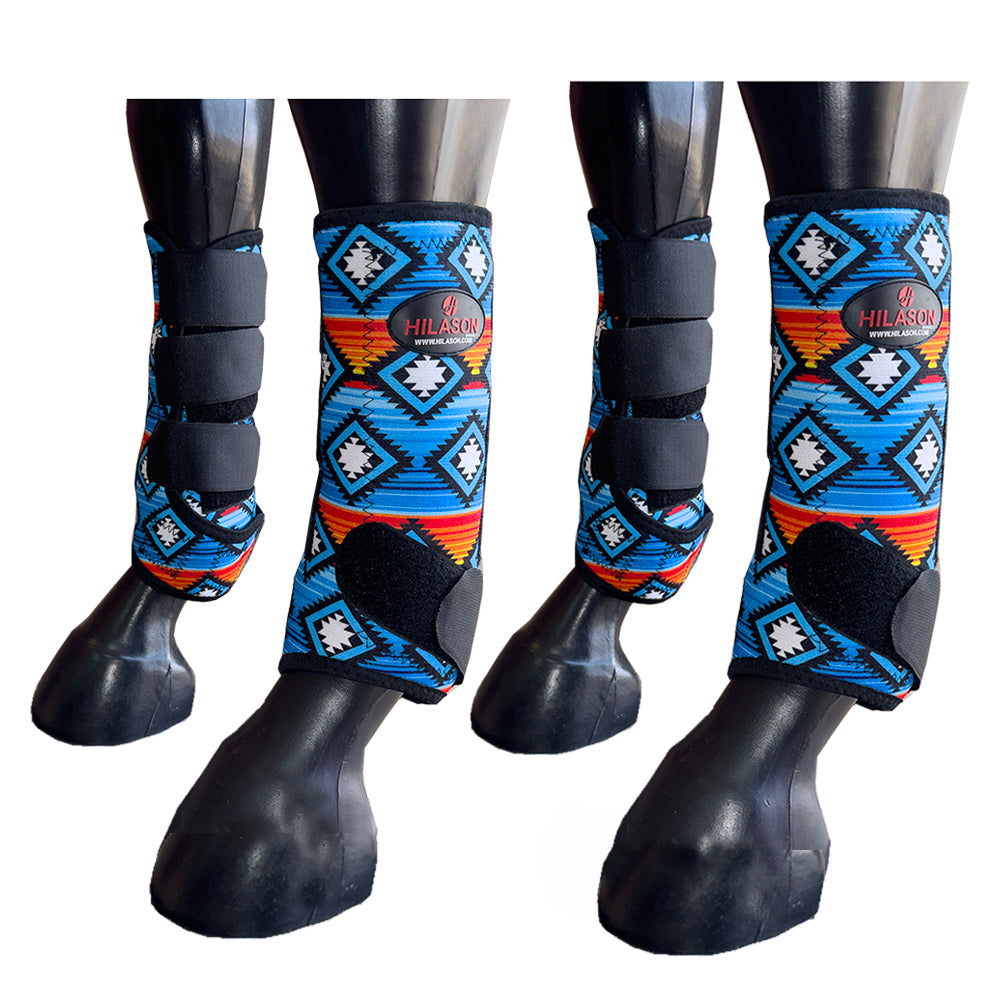 Hilason Horse Front Rear Hind Leg Sport Boots Set of 4 Blue