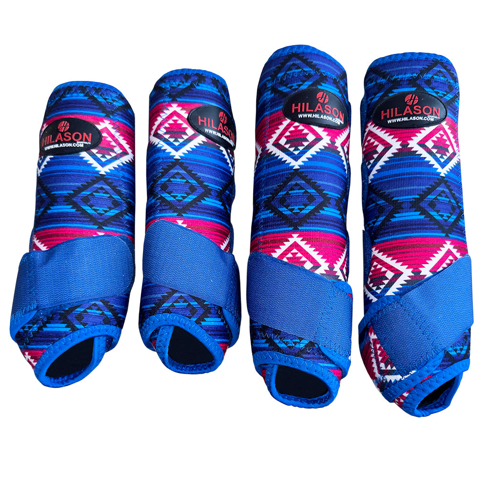 Hilason Horse Front Rear Hind Leg Sport Boots Set of 4 Blue
