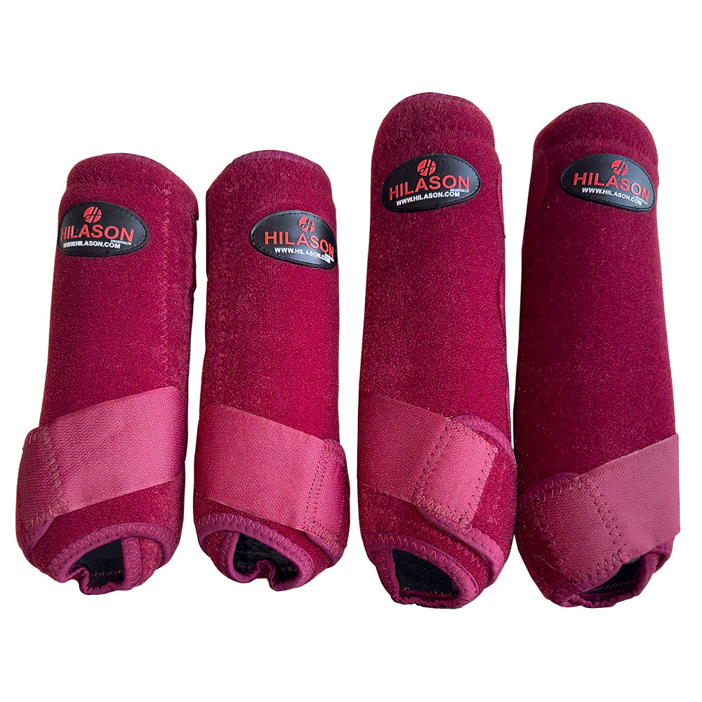 Hilason Wesern Horse Medicine Sports Boots Front Rear Hind Leg 4 Pack Wine