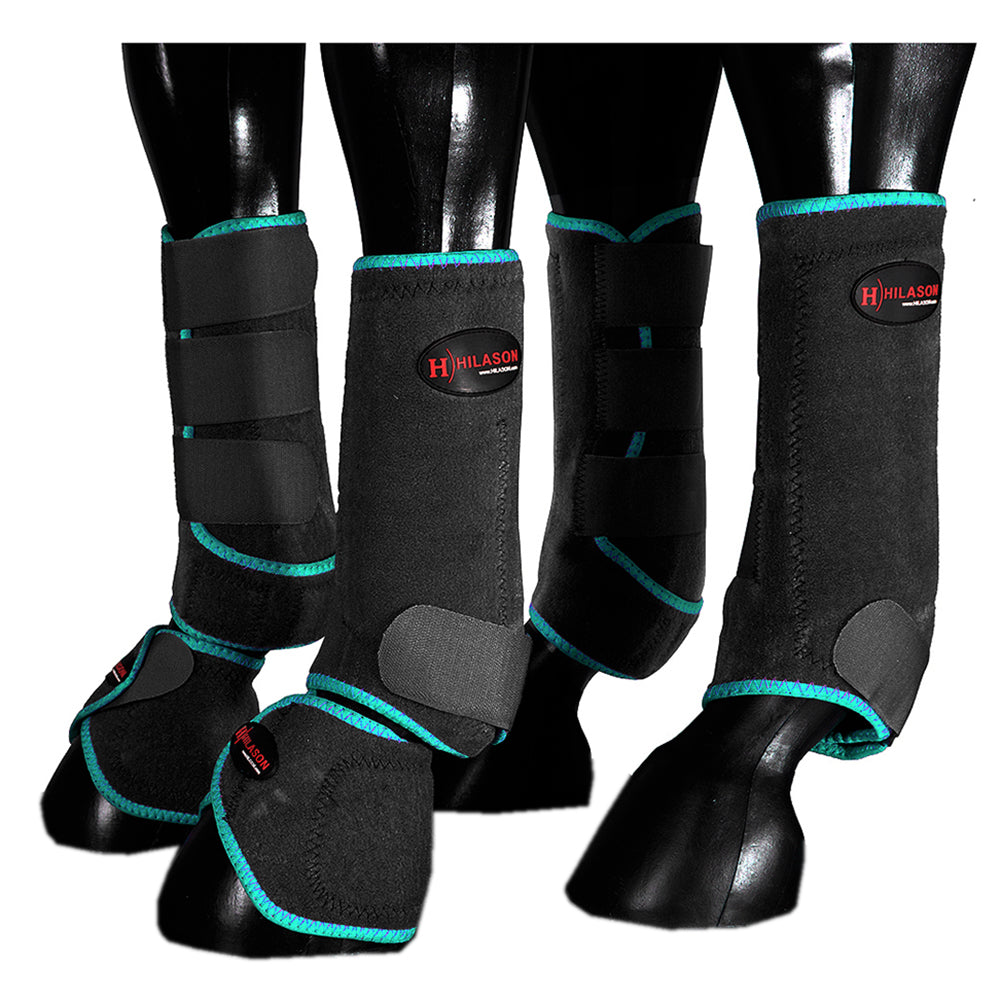 HILASON L M S Horse Front Rear Hind Leg Sport Boots & Bell 6 Pack | Jumping