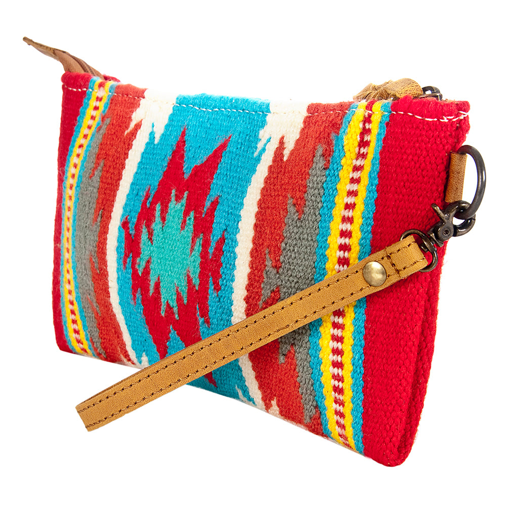 American Darling Wristlet Saddle Blanket Fabric Genuine Leather Western Women Bag | Handbag Purse Travel Clutch
